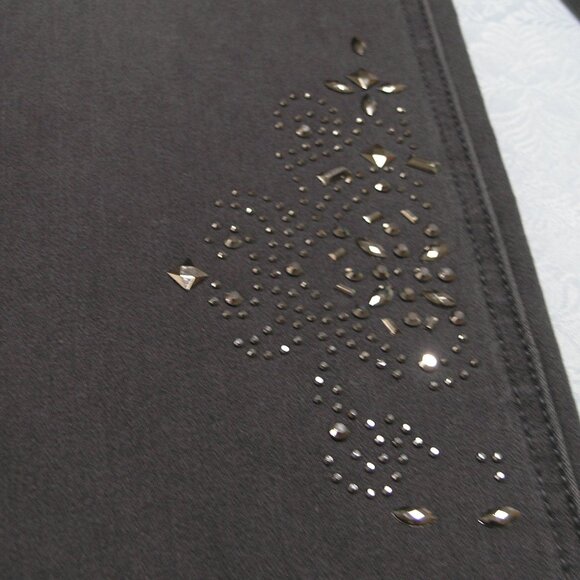 Diane Gilman Women's Dark Grey Jeans Size 12P with silver stud embellished - Picture 2 of 12